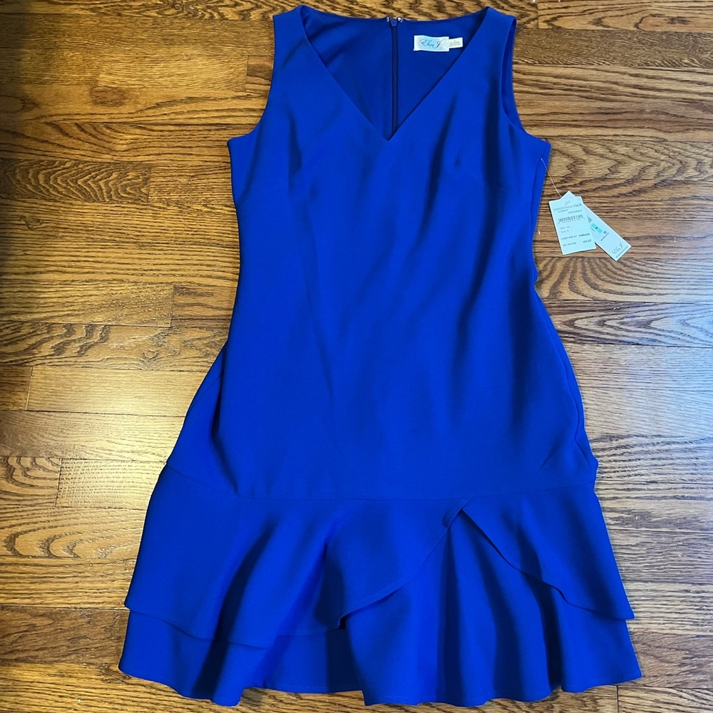 Eliza J Blue Pleated Sheath Mini Dress Women’s Wedding Guest Size 8